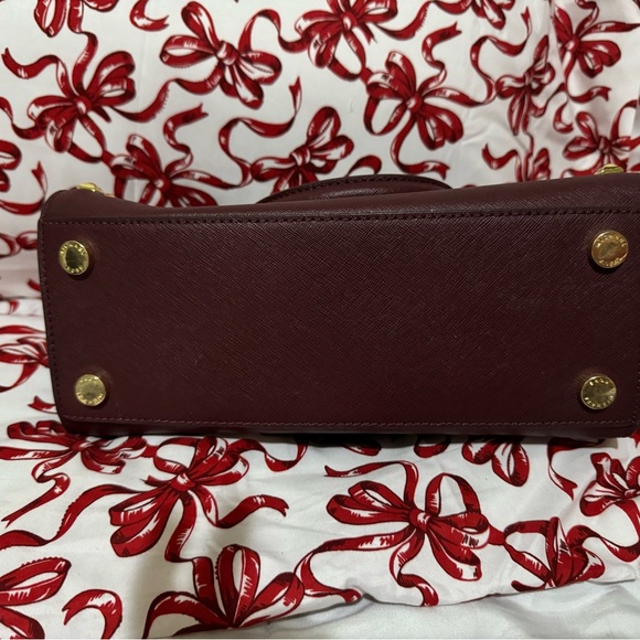 Michael Kors Burgundy Studded Women's Bag and Michael kors keychain - Picture 3 of 4